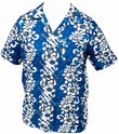 HAWAII HEMD - FLOWERS & GUITARS - HELLBLAU