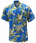ORIGINAL HAWAIIHEMD - WHITE GINGER - BLUE - PARADISE FOUND